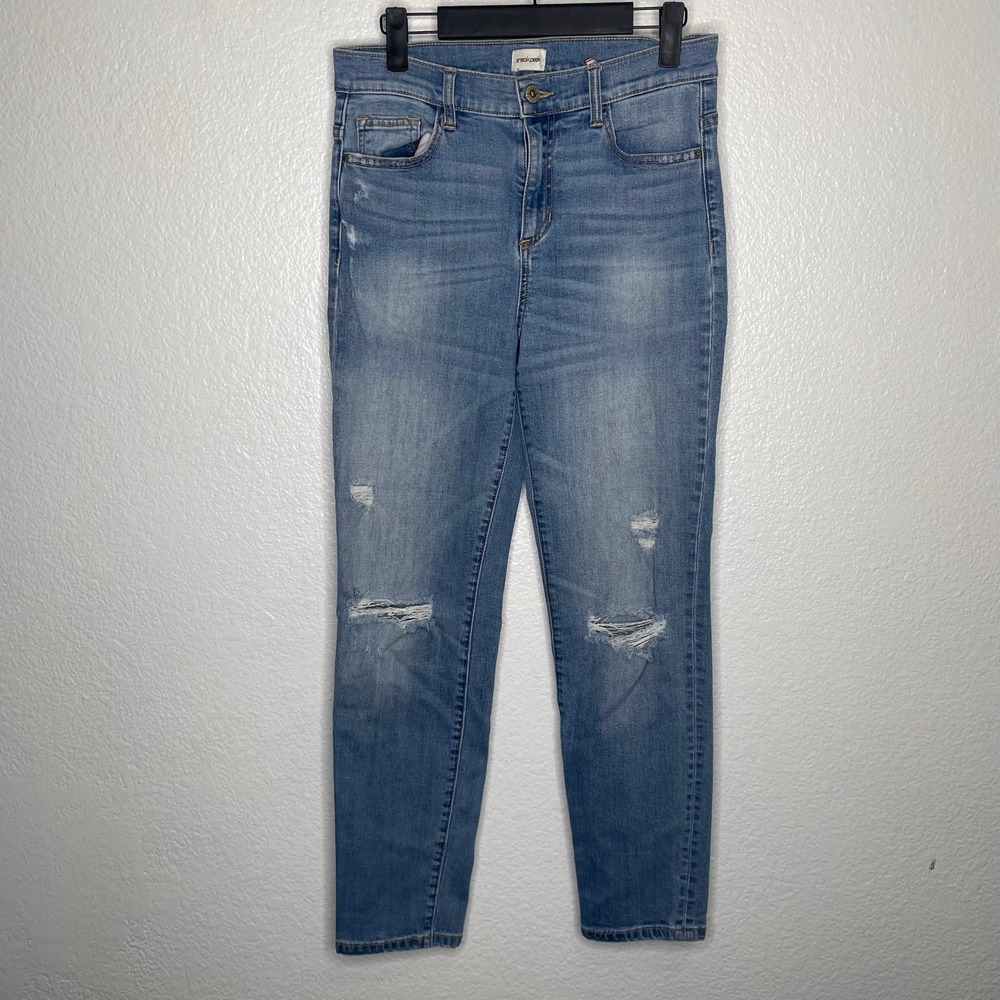 Sneak Peek Girl Friend High Rise Distressed Slim Jeans Medium Wash Size 5